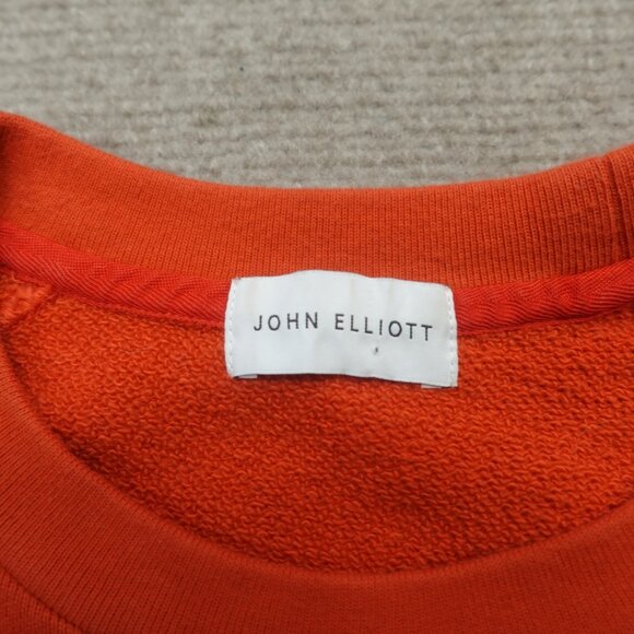 John Elliot Mens Sweater Medium Orange Solid Raglan Made in USA - Picture 2 of 11